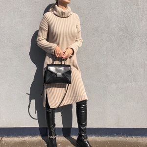 FEMME LUXE Stone High Neck Knitted Split Dress
